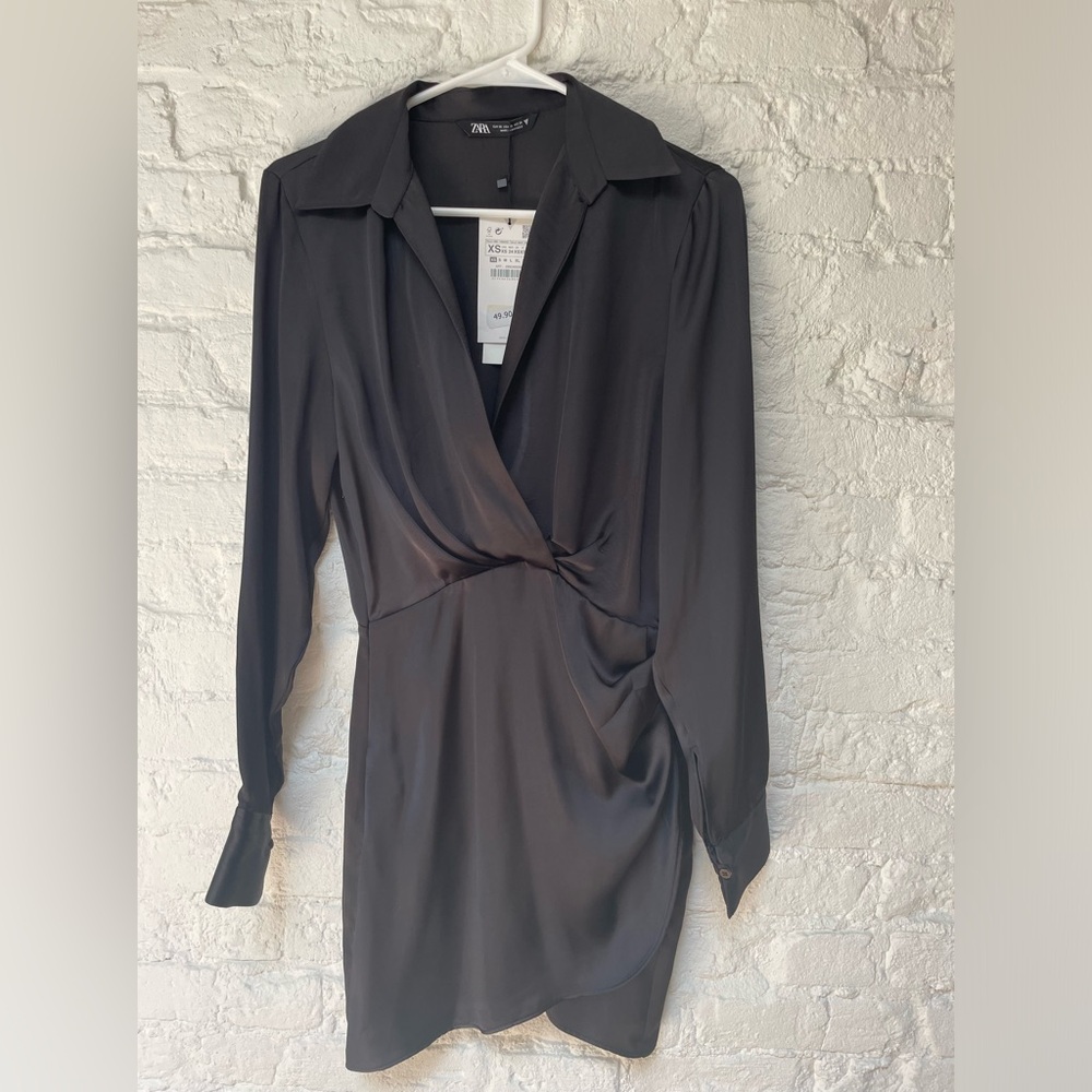 NWT black Zara satin dress